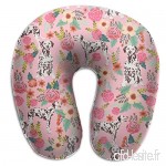 Travel Pillow Liver Spotted Dalmatian Florals Pink Memory Foam U Neck Pillow for Lightweight Support in Airplane Car Train Bus - B07V9MM69P